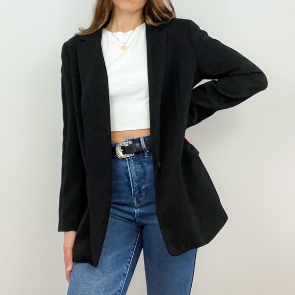 J. Crew Black Wool Blend Blazer Suit Jacket • Size 10
